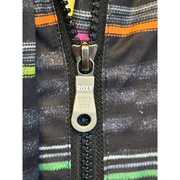 ROXY Ski Winter Coat Gray & Multicolored Stripes Size Medium - Picture 7 of 8